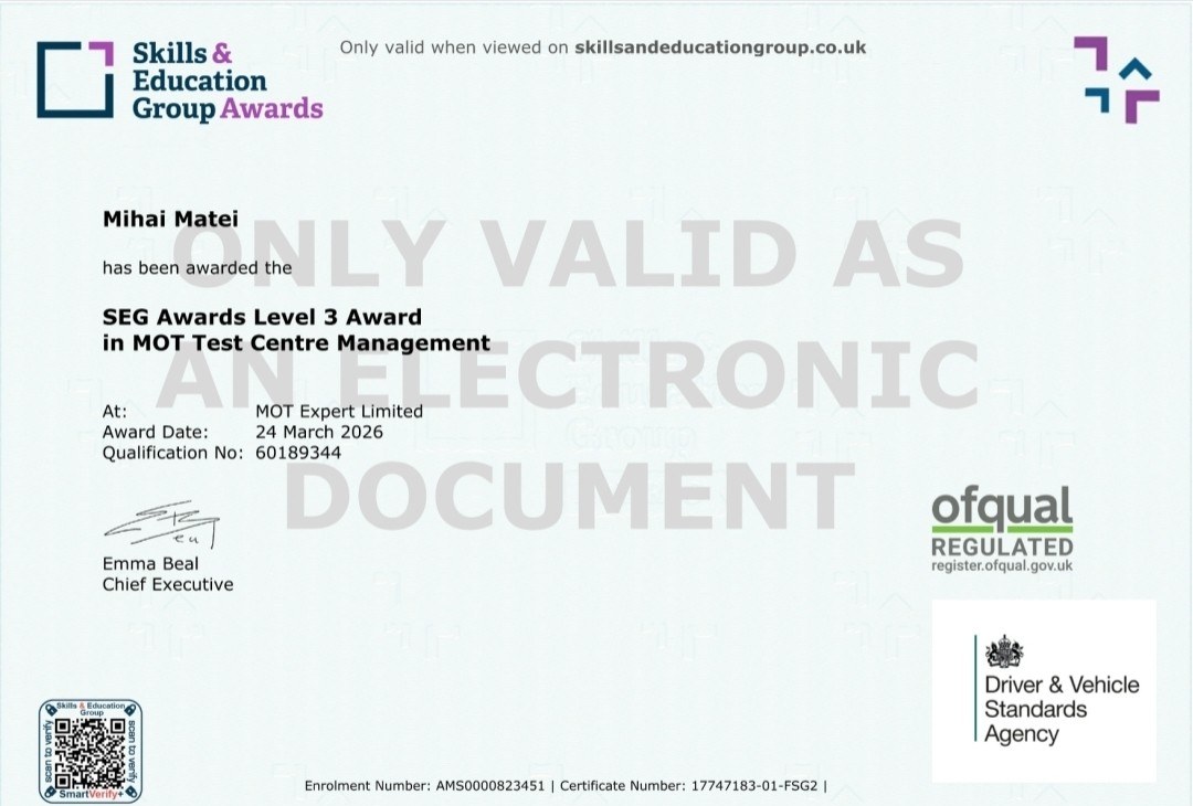 SEG Level 3 — Test Centre Management